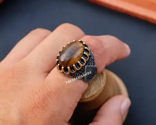 MENS RING BROWN ZIRQON