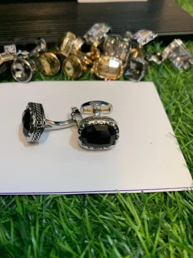 CUFFLINKS SILVER BLACK 14